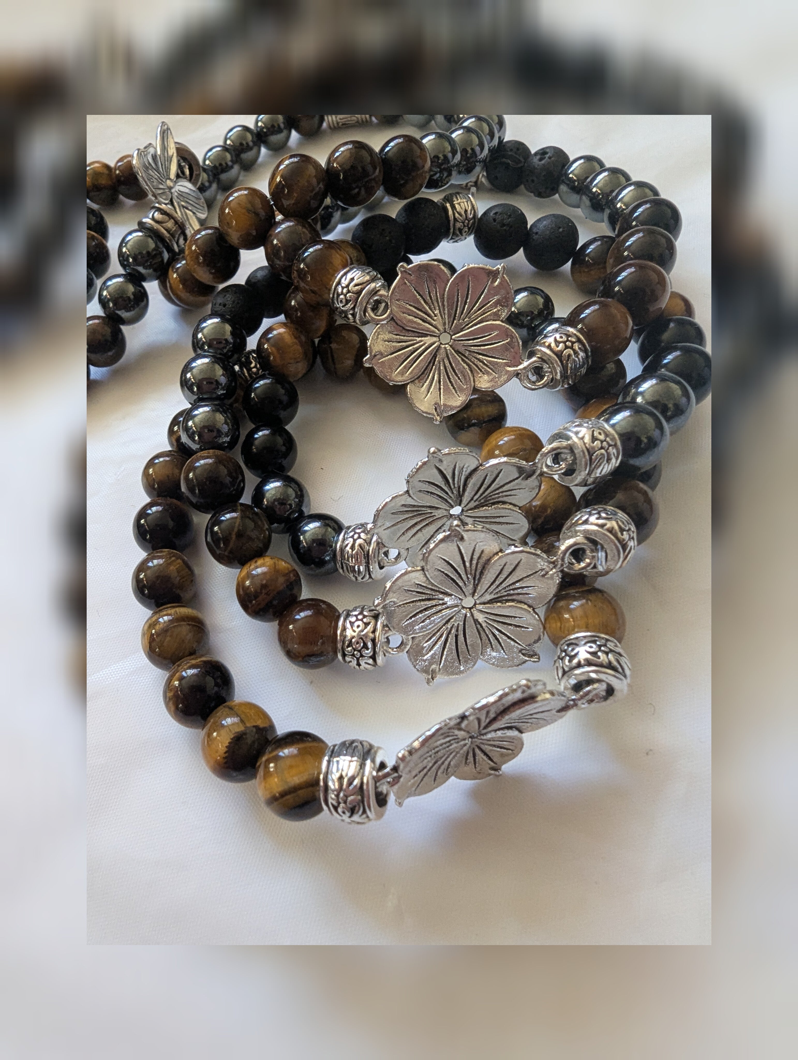 Tigers-Eye and Hematite Bracelets
