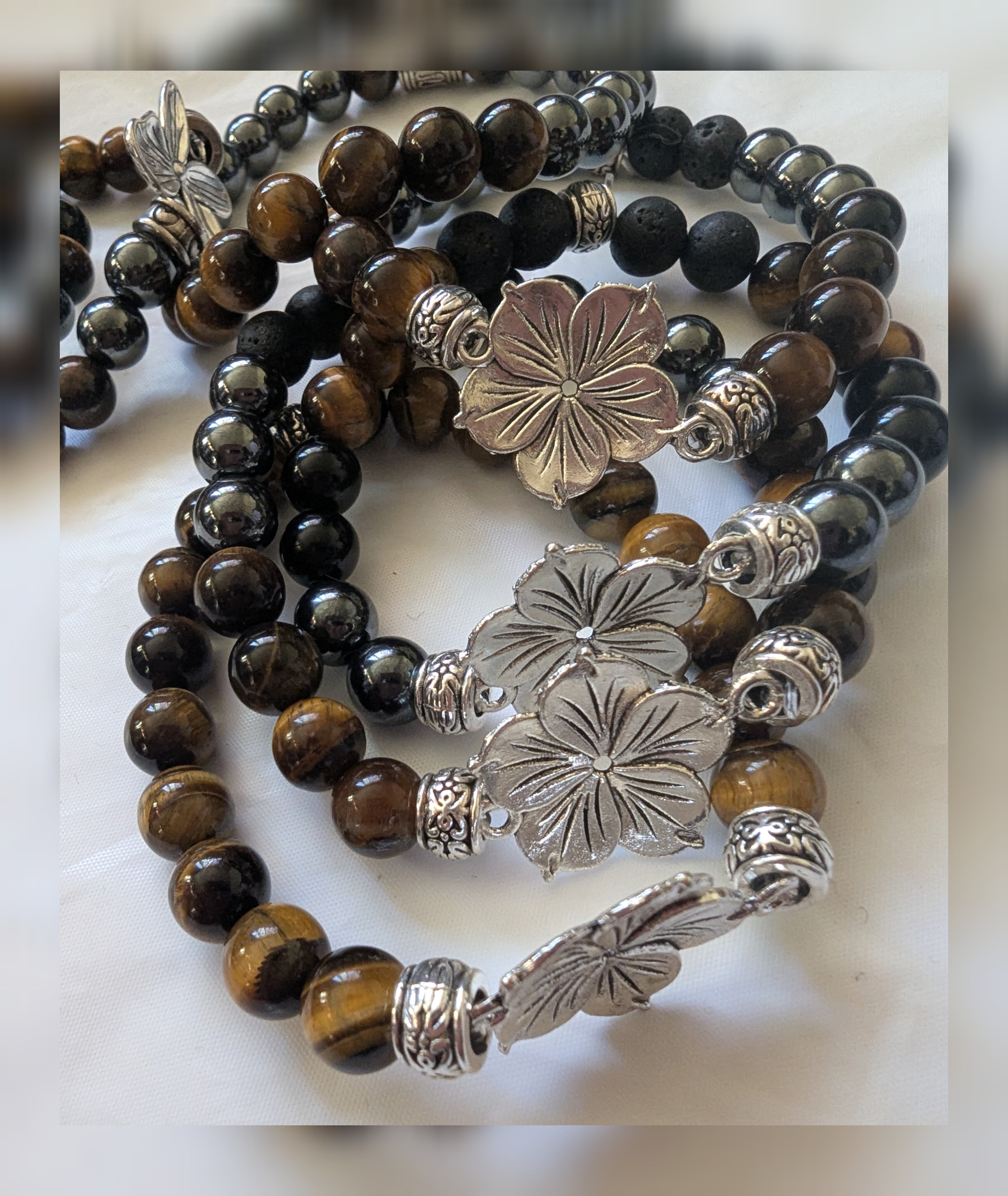 Tigers-Eye and Hematite Bracelets
